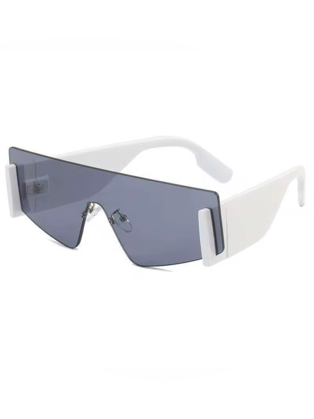 Modern White Shield Sunglasses with Gray Lens